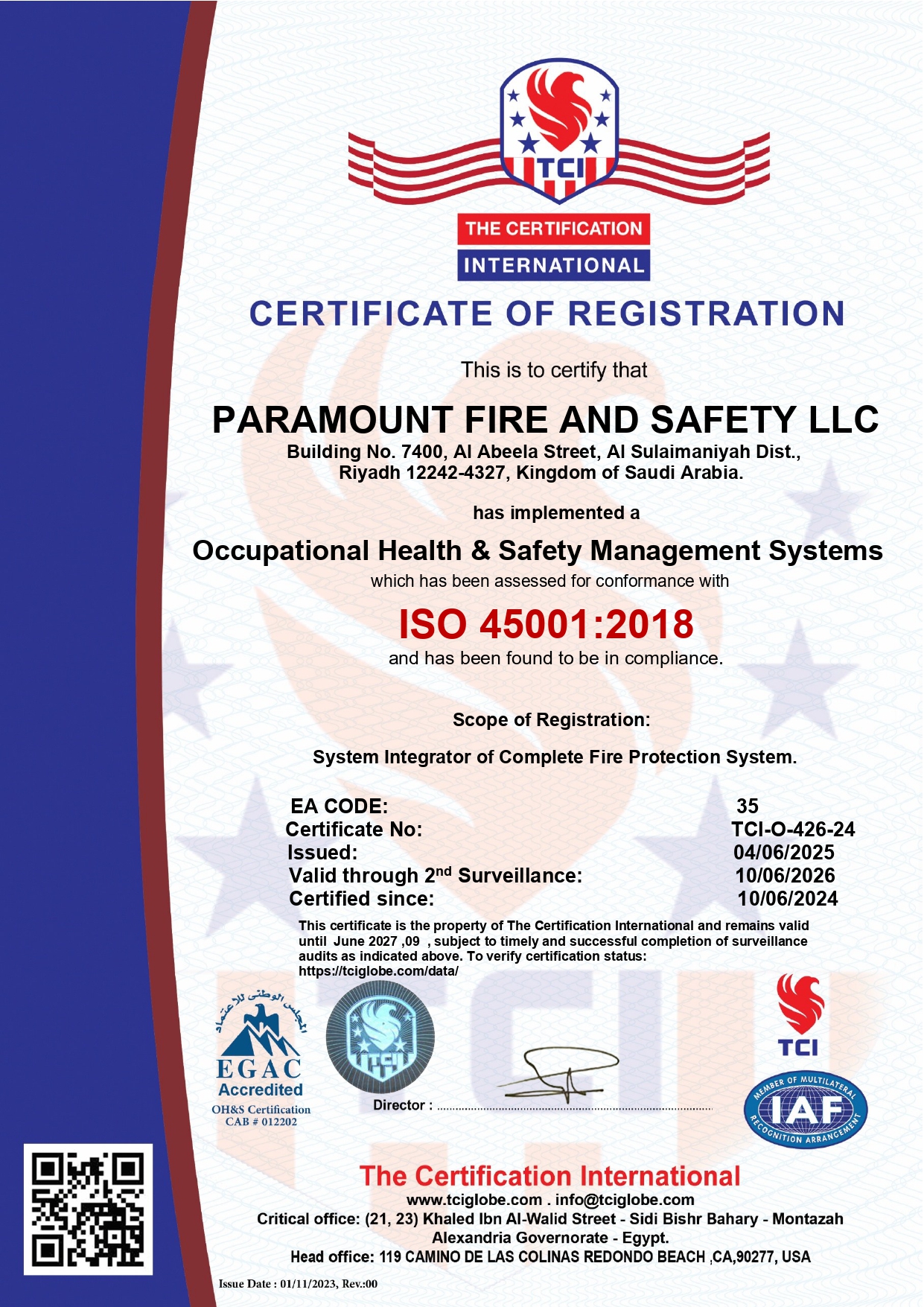 Certifications | Paramount Fire & Safety Co. L.L.C